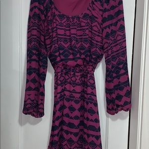 Long Sleeve, Aztec Print Dress
